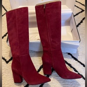 Nine West Gabal Knee High Boots, Red Suede